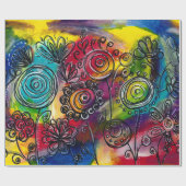 フラワーお洒落カラフルガーデンオリジナルのアートワーク ラッピングペーパー (フラット)