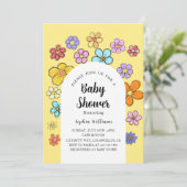 フラワーお洒落ベビーシャワーピーチ&パステル 招待状 (スタンド正面)