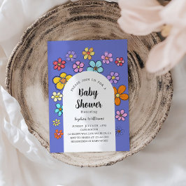 フラワーお洒落ベビーシャワーピーチ&パステル 招待状