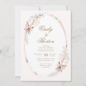 フラワーお洒落ボヘミアン結婚式招待状 招待状 (正面)