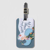 フラワーかわいらしお洒落レディートラベル引用文 ラゲッジタグ (正面縦)