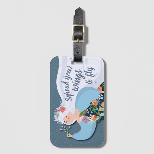 フラワーかわいらしお洒落レディートラベル引用文 ラゲッジタグ (正面縦)