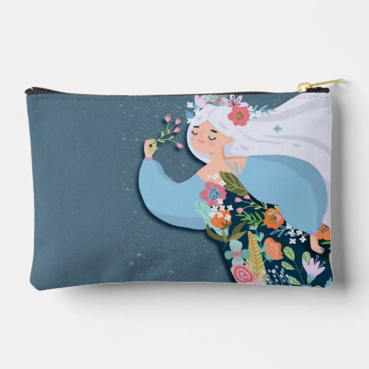 フラワーかわいらしお洒落レディ引用文 アクセサリーポーチ (裏面)