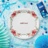 フラワーかわいらしフレームテンプレート、カスタマイズ可能、 ペーパープレート (パーティー)