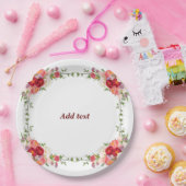 フラワーかわいらしフレームテンプレート、カスタマイズ可能、 ペーパープレート (パーティー)