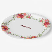 フラワーかわいらしフレームテンプレート、カスタマイズ可能、 ペーパープレート (アングル)