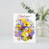 フラワーかわいらしブーケカスタム文字ありがとう ポストカード (スタンド正面)