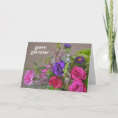フラワーかわいらしローズブーケ誕生日カード カード (正面)