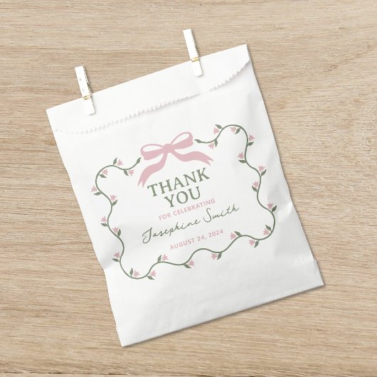 フラワーつる植物ベビーシャワー付き弓 フェイバーバッグ