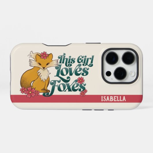 フラワーとキツネが好きな女の子　カスタムネーム iPhoneケース (裏面横)