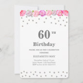 フラワーとダイヤモンドの40歳、60歳の誕生日 招待状 (正面)