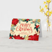 フラワーとヒイラギのメリークリスマス おばあさまへ カード (黄色い花)