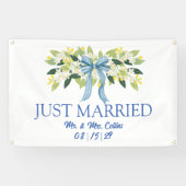フラワーとリボンのJust Married カーバナー 横断幕 (横)