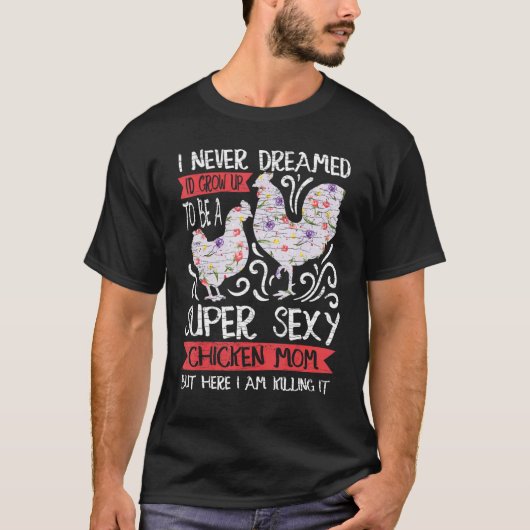 フラワーにわとりママ Tシャツ (正面)