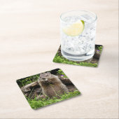 フラワーに食べる豚 スクエアペーパーコースター (インサイチュ)