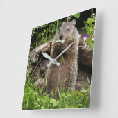 フラワーに食べる豚 スクエア壁時計 (傾斜)