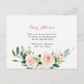 フラワーのあなたに私のウェディングパーティにいてくれる？カード インビテーションポストカード (裏面)
