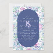 フラワーのあるサボテン　ボタニカル　カクタス　モダンウェディング 招待状 (正面)