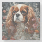 フラワーのような犬種の肖像画 １６ ストーンコースター (正面)