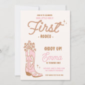 フラワーのカウガールファーストロデオブーツ 招待状 (正面)