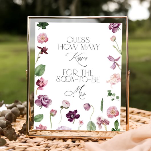 フラワーのキスの数を当てて！ ブライダルシャワーのゲーム ポ ポスター