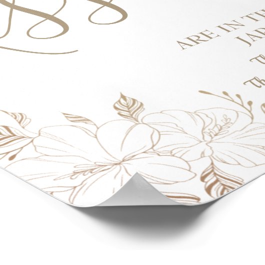 フラワーのキスの数当てゲーム ブライダルシャワーのサイン ポスター (角)