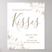 フラワーのキスの数当てゲーム ブライダルシャワーのサイン ポスター (正面)