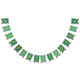 フラワーのキュートなパピー!キッズの誕生日 バンティングフラッグ