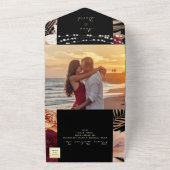 フラワーのバーガンディとブラックゴシックウェディング オールインワン招待状 (外側)