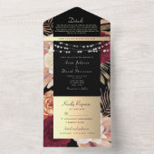 フラワーのバーガンディとブラックゴシックウェディング オールインワン招待状 (内側)
