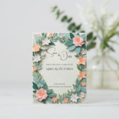 フラワーの保存日付のお知らせ インビテーションポストカード (スタンド正面)