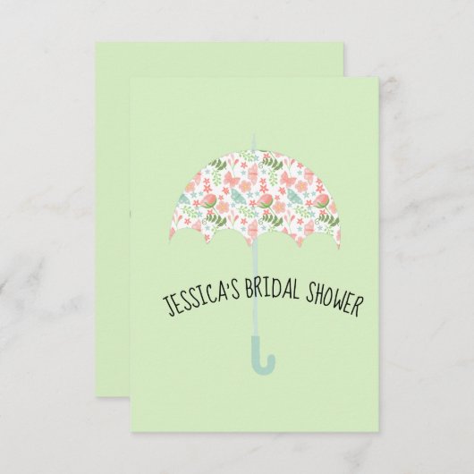 フラワーの傘のシャワー 招待状 (正面/裏面)