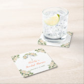 フラワーの傘 ブライダルシャワー スクエアペーパーコースター (インサイチュ)