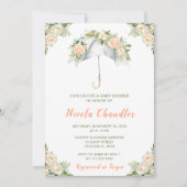 フラワーの傘 ベビーシャワー 招待状 (正面)