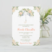 フラワーの傘 ベビーシャワー 招待状 (スタンド正面)