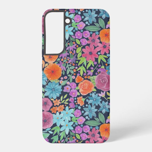 フラワーの水彩画模様 SAMSUNG GALAXYケース (裏面)