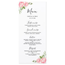 フラワーの水彩画 春+夏の結婚式メニュー