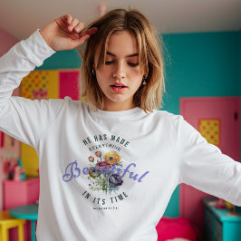 フラワーの水彩画 美しい聖書の言葉 Tシャツ
