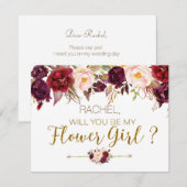 フラワーの秋 あなたは私のフラワガールカード 招待状 (正面/裏面)