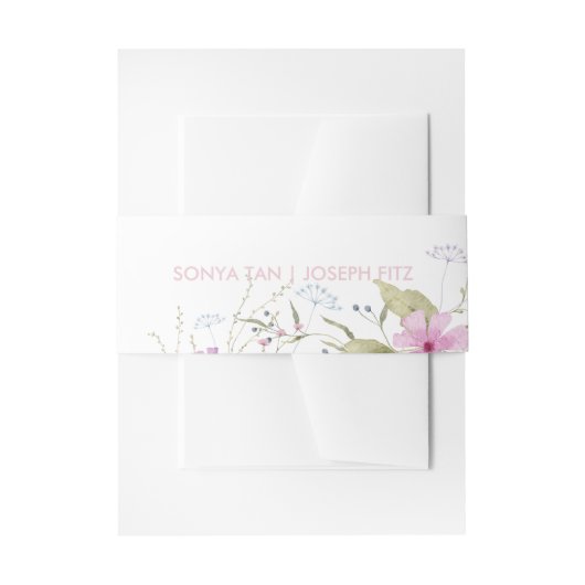 フラワーの結婚式招待状のベルト 招待状ベリーバンド (正面例)