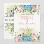 フラワーの結婚式招待状 招待状 (正面/裏面)