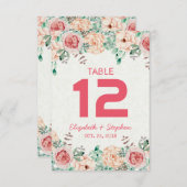 フラワーの結婚式着席案内テーブル番号 / エスコート 招待状 (正面/裏面)