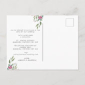 フラワーの結婚式 延期のお知らせ ワインレッド &  ブラッシュピンク 案内ポストカード (裏面)