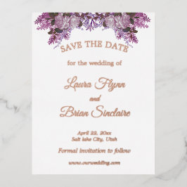 フラワーの結婚式 Save the Date 箔招待状ポストカード