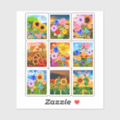 フラワーの絵 - かわいい春ステッカー シール (シート)