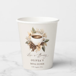 フラワーの香りただようコーヒーの愛がただよう ブライダルシャワーパーティー 紙コップ