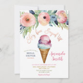 フラワーアイスカラフルクリームブライダルシャワーパーティー 招待状 (正面)