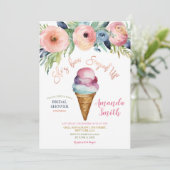 フラワーアイスカラフルクリームブライダルシャワーパーティー 招待状 (スタンド正面)