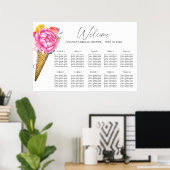 フラワーアイス結婚クリーム座席表 ポスター (ホームオフィス)