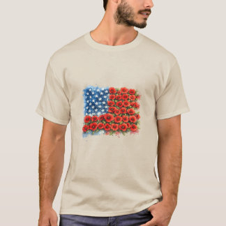 フラワーアメリカ国旗愛国フラワー, 7月4日 Tシャツ